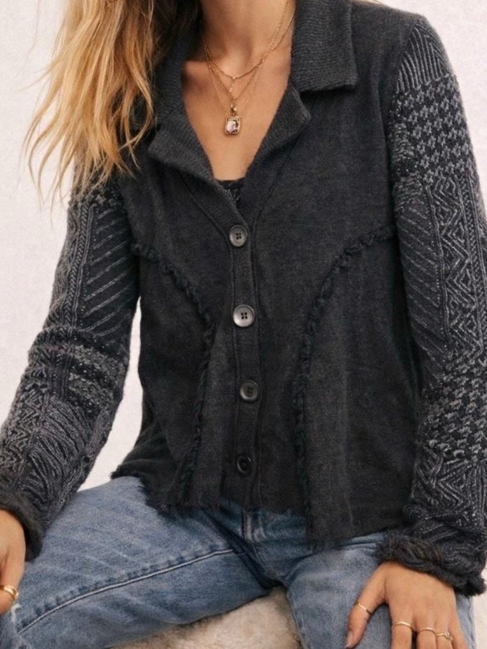 Free People  Button-Front Women's Knit Cardigan